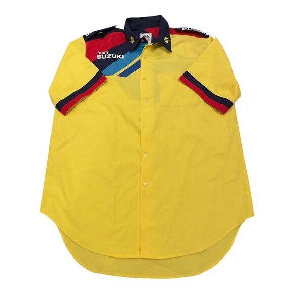 VTG‎ Team Suzuki Embroidered Button Up Short Sleeve Vented Back Shirt Men's XL
